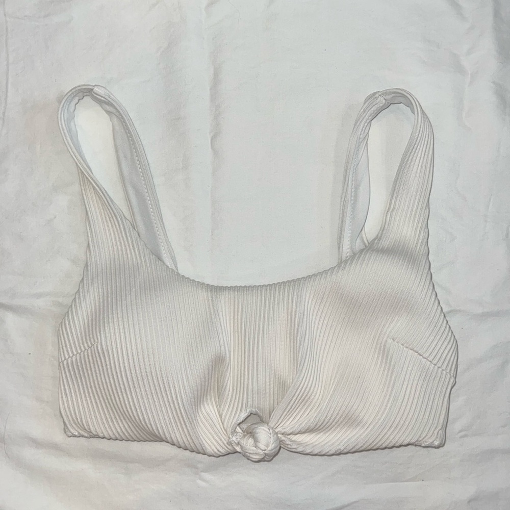 Hollister White Ribbed Bikini Top